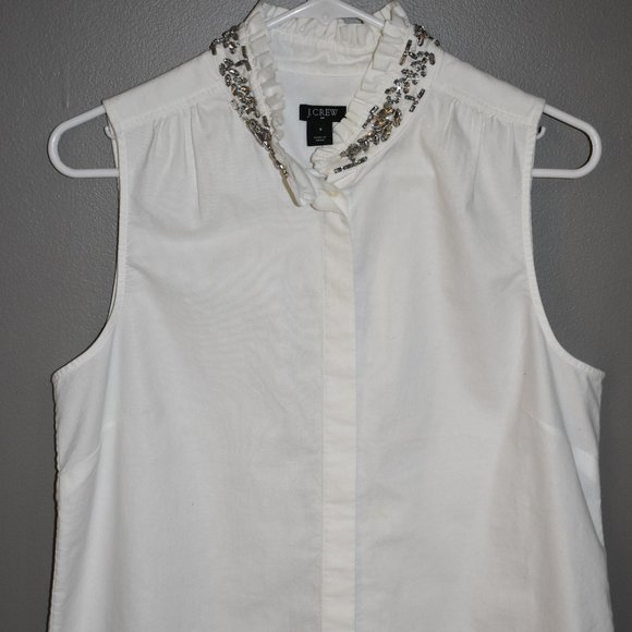 J. Crew Tops - J. Crew Jeweled Neck Button -up Tank
